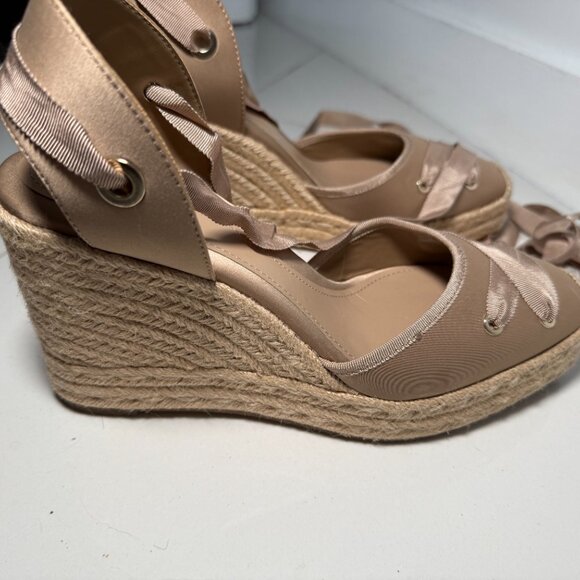 ZARA Nude Satin Ribbon Espadrille Wedge Sandals – Size EU 41 = US Women’s 10 - Picture 5 of 5